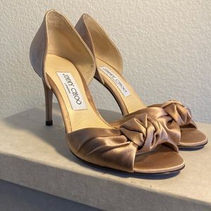 Jimmy Choo Tea Rose Satin Knotted D’Orsay Pump